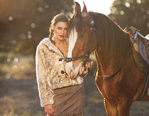 female model with horse